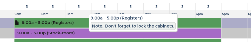Shift note icon on rostered shift
