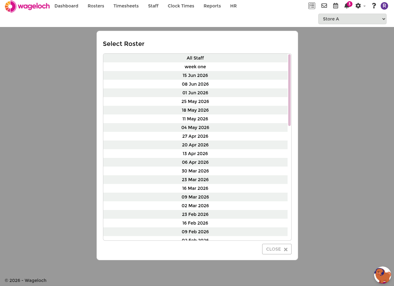Roster audit selection view