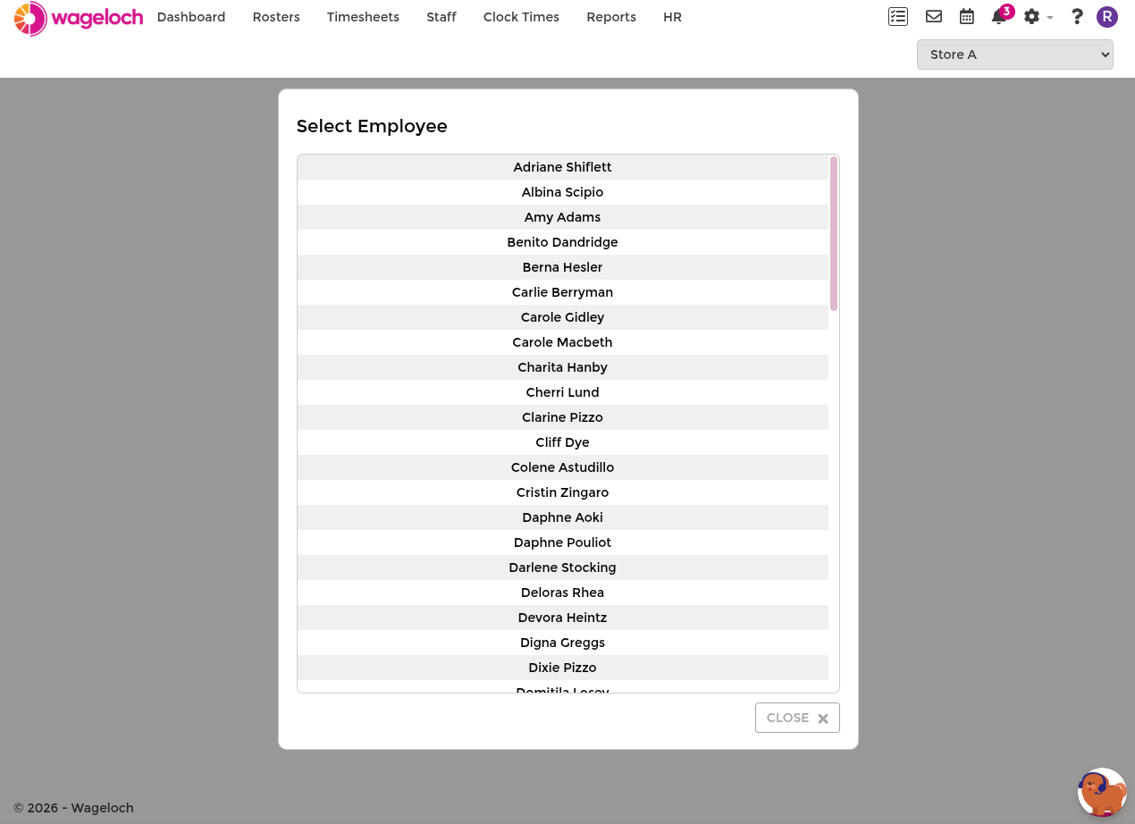Staff audit selection view