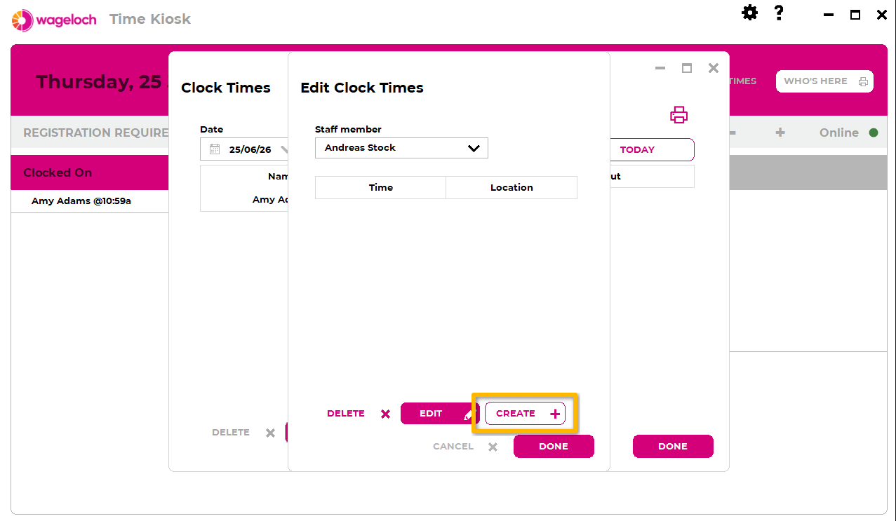 Create a new manual clock time