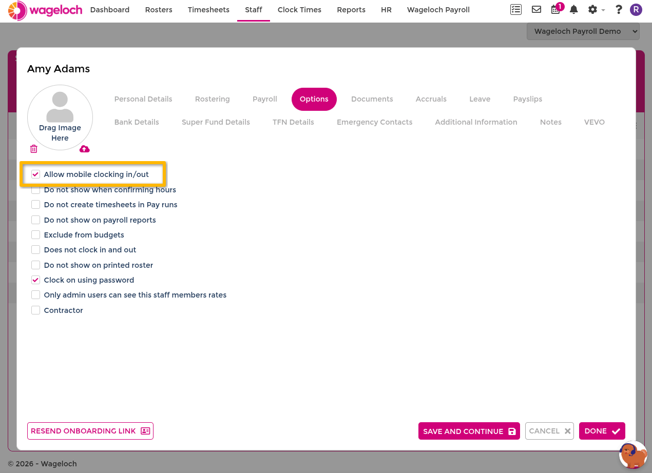 Individual mobile clocking enablement