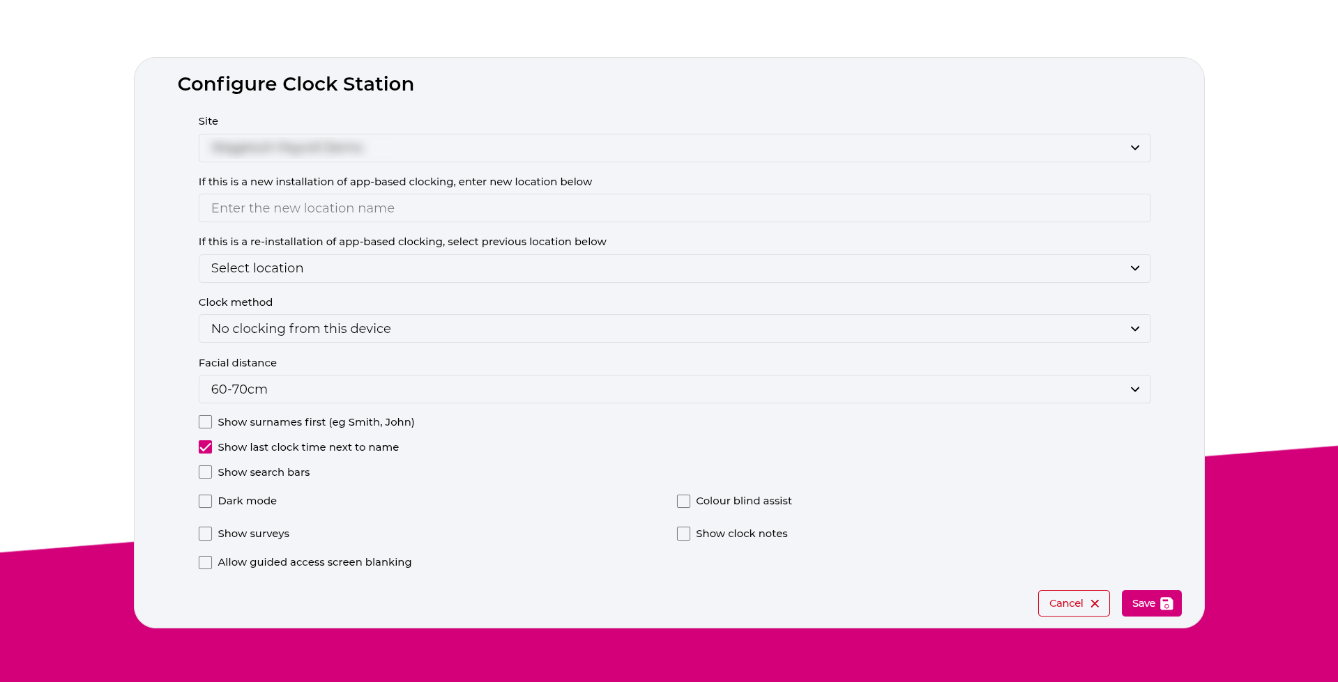 Initial kiosk sign-in and configure screen