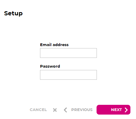 First-time setup credentials screen