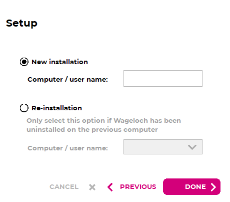 New install location and device naming screen
