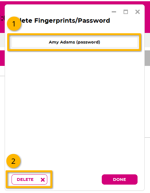 Delete PIN or password steps