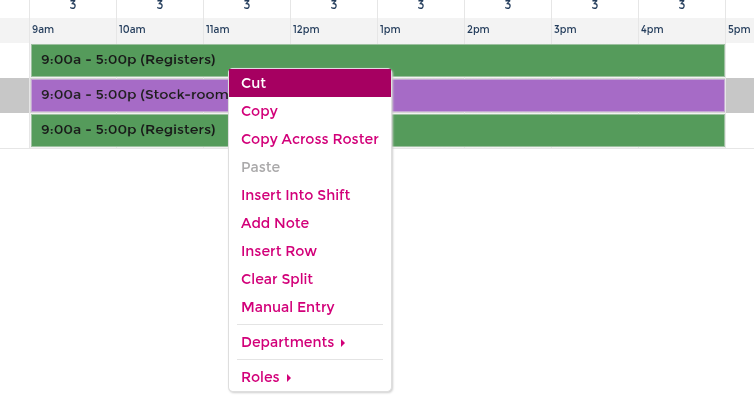 Edit or delete existing shifts