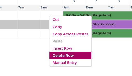 Edit or delete existing shifts