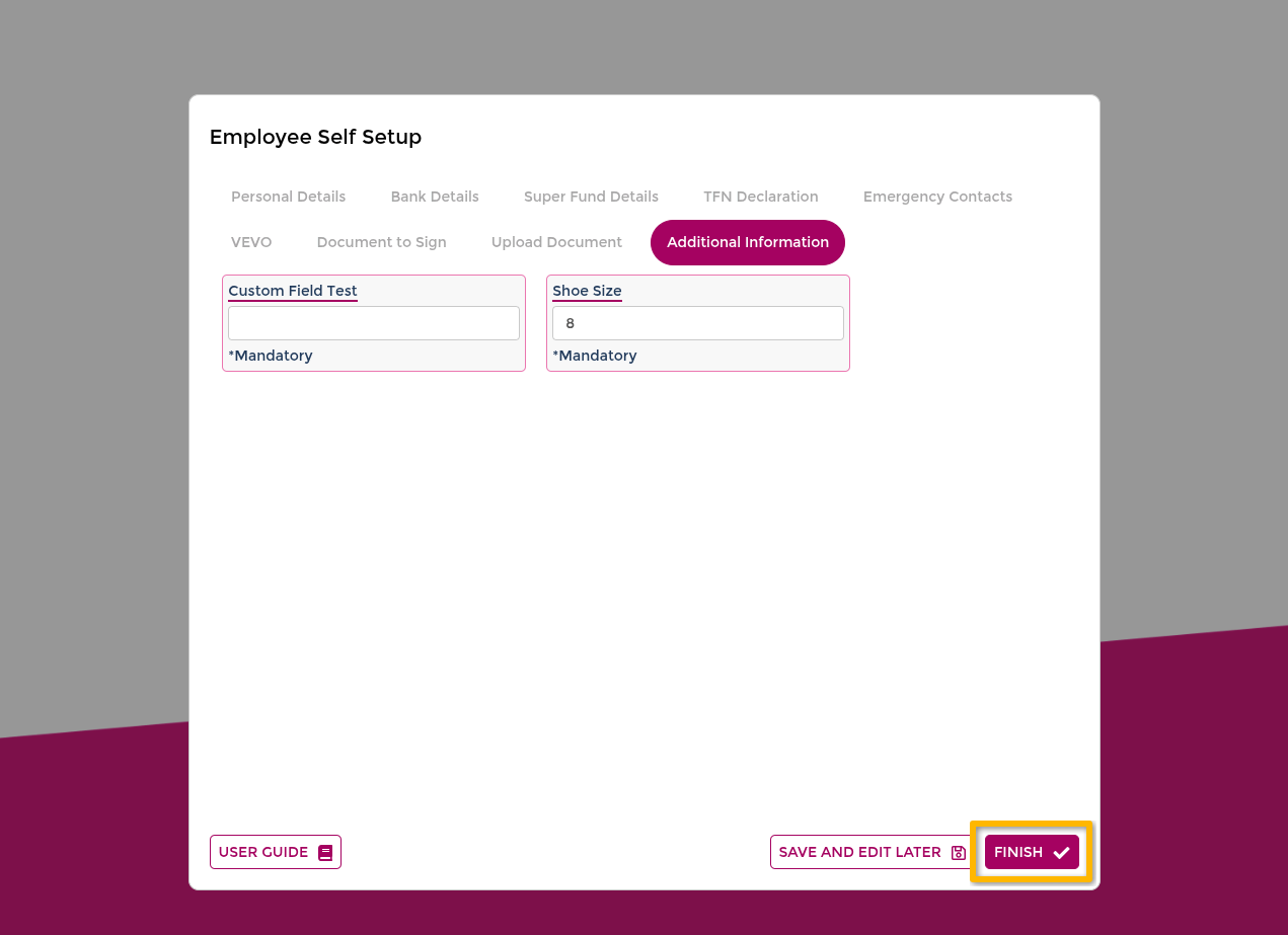 Final onboarding submission