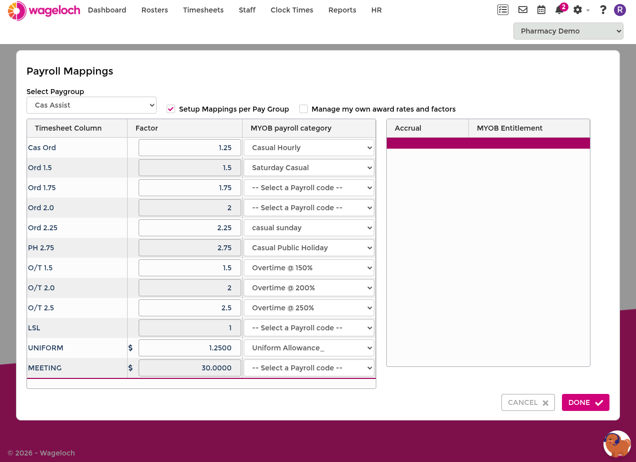 Payroll Mappings page overview