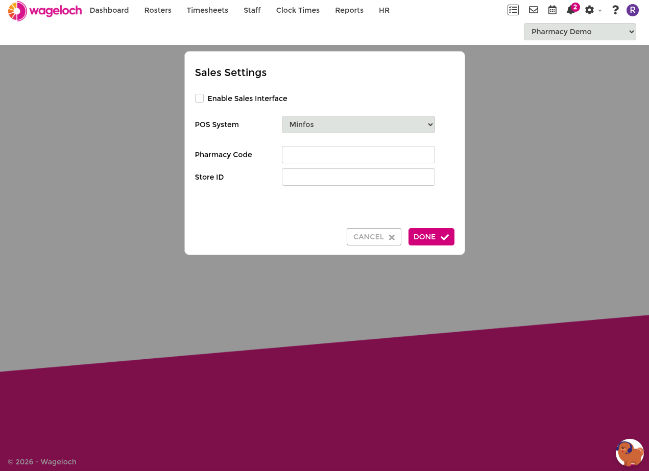 External Sales settings location