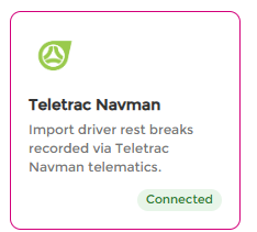 Teletrac Navman card in the Connected state