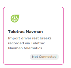 Teletrac Navman card in the Not Connected state