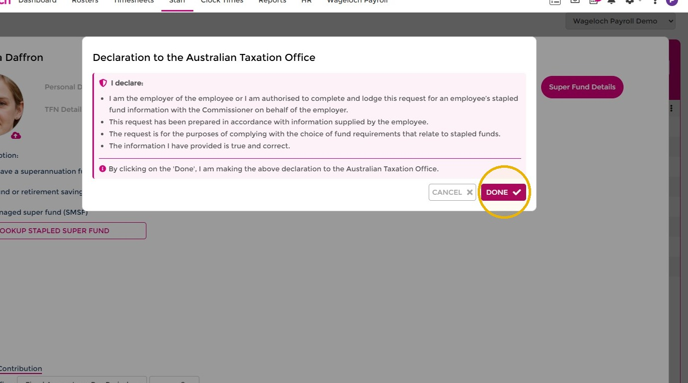 Declaration to the Australian Taxation Office