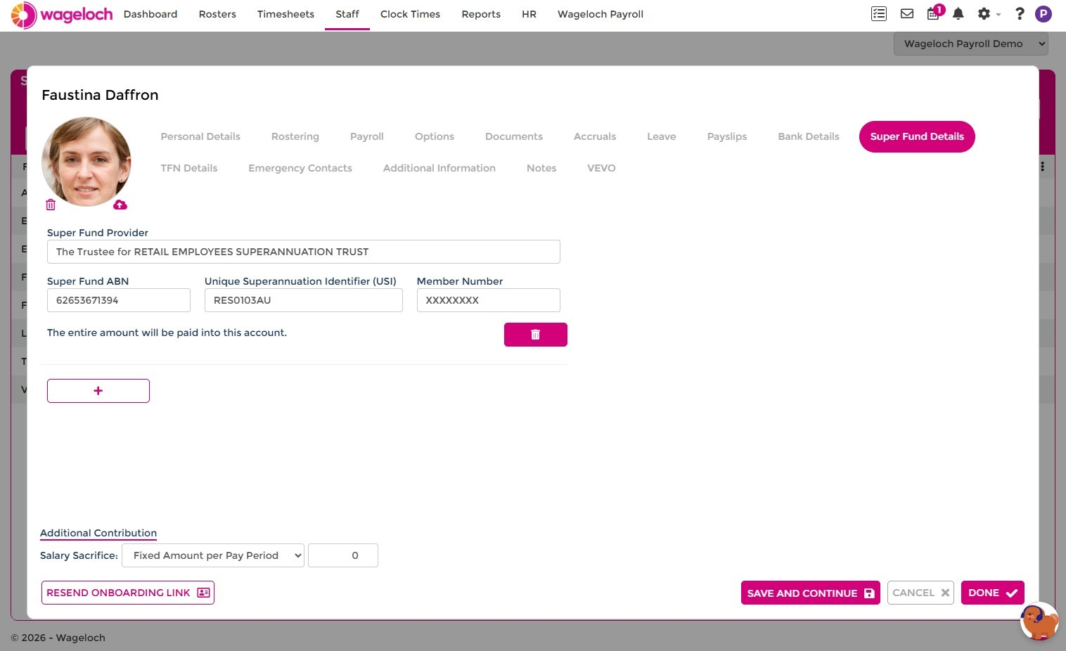 Super Fund Details populated after lookup