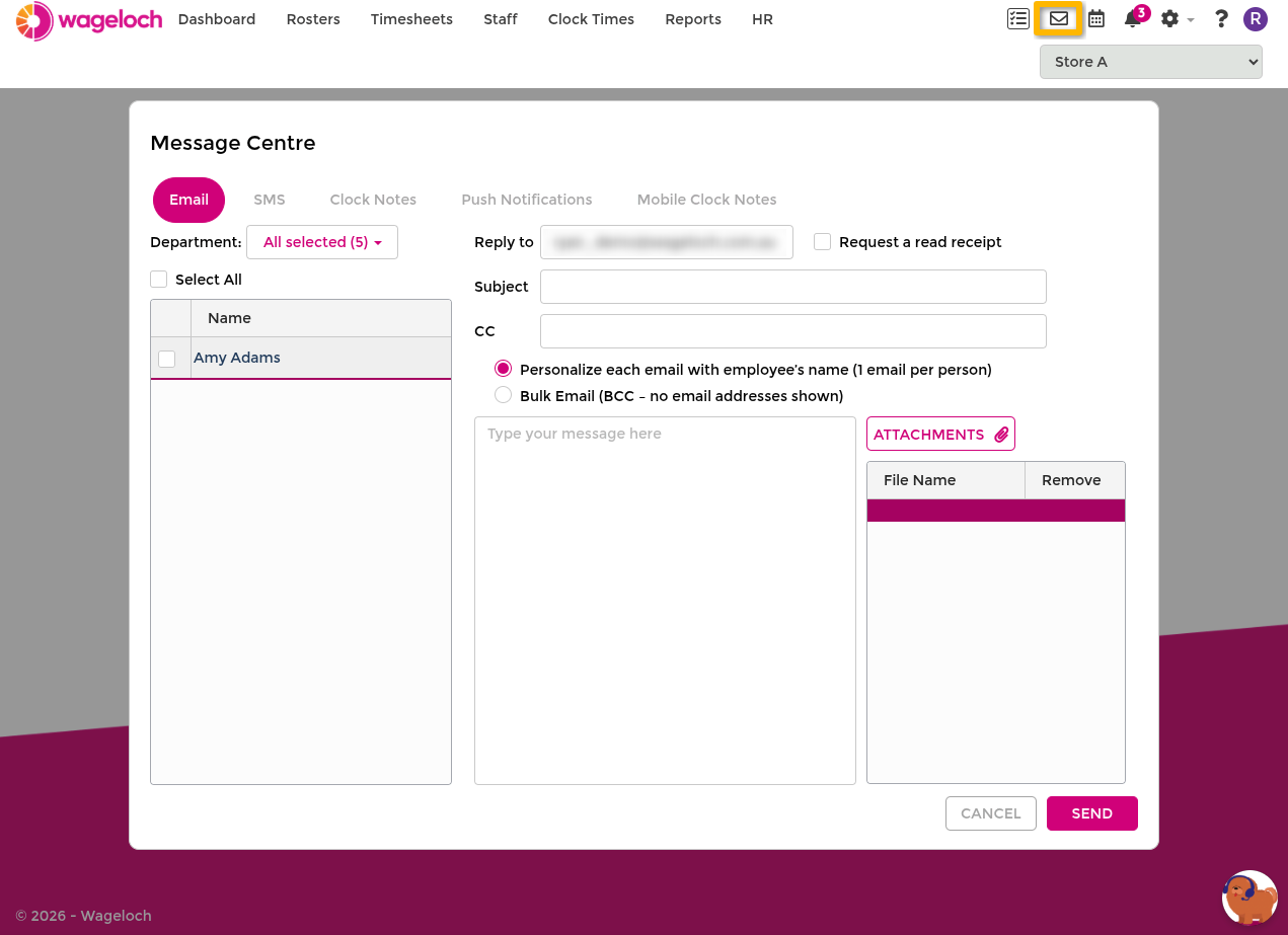 Email message setup