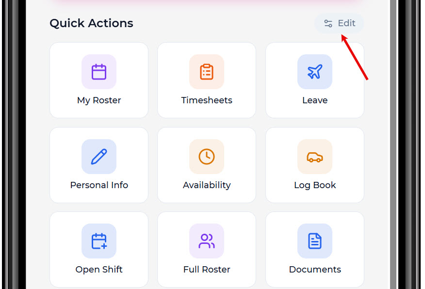 Edit quick actions