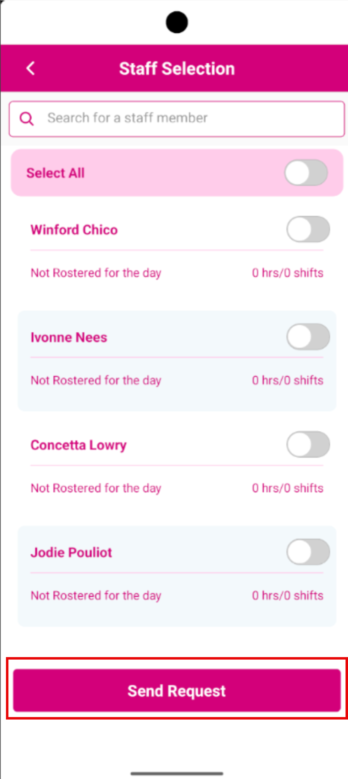 My Roster screen