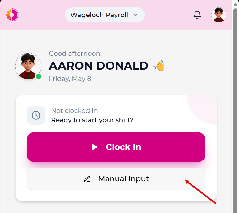 Manual input form