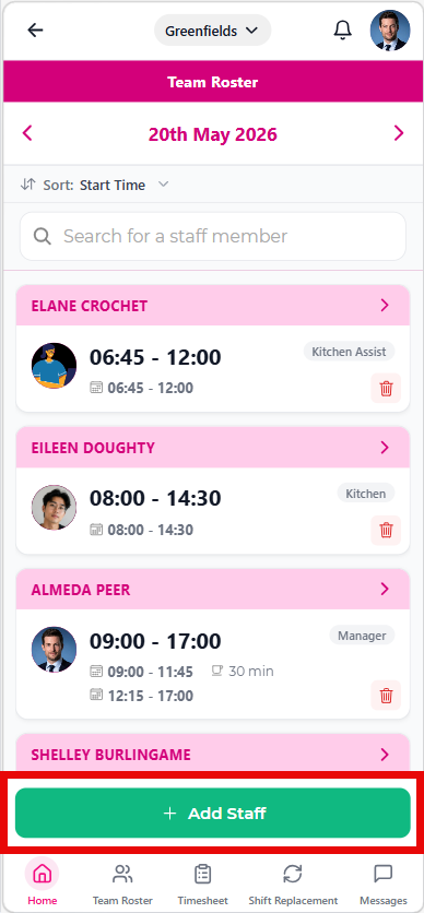 Add staff to roster
