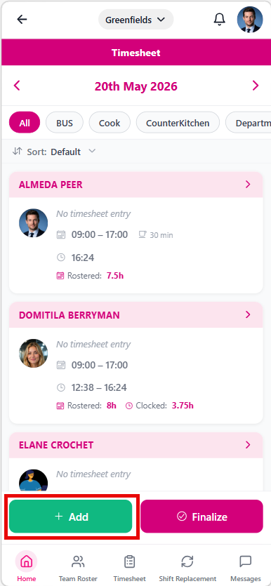 Add timesheet employee