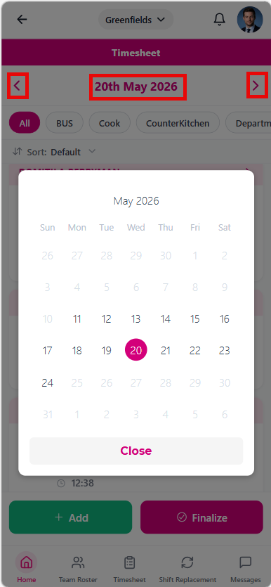 Timesheet date picker