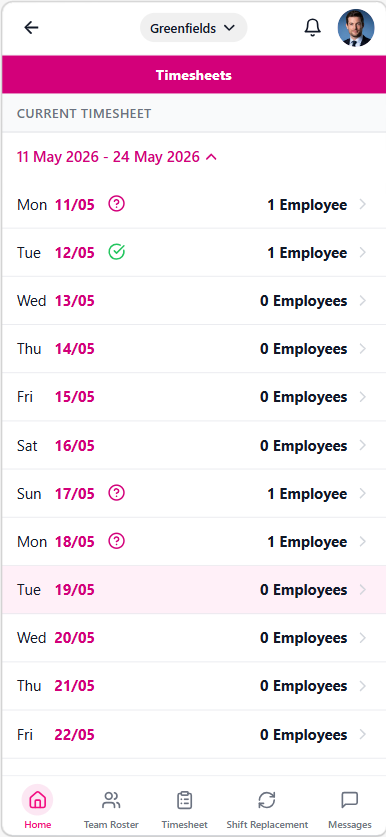 Timesheet period list