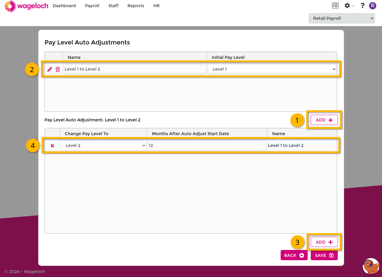 Automatic adjustment configuration