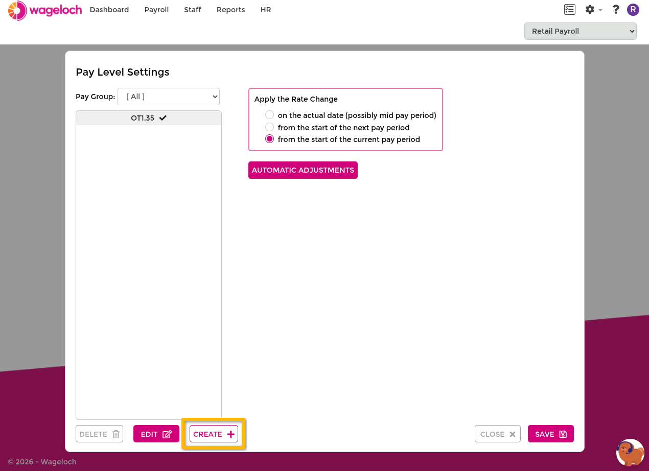 Create pay level under All pay groups