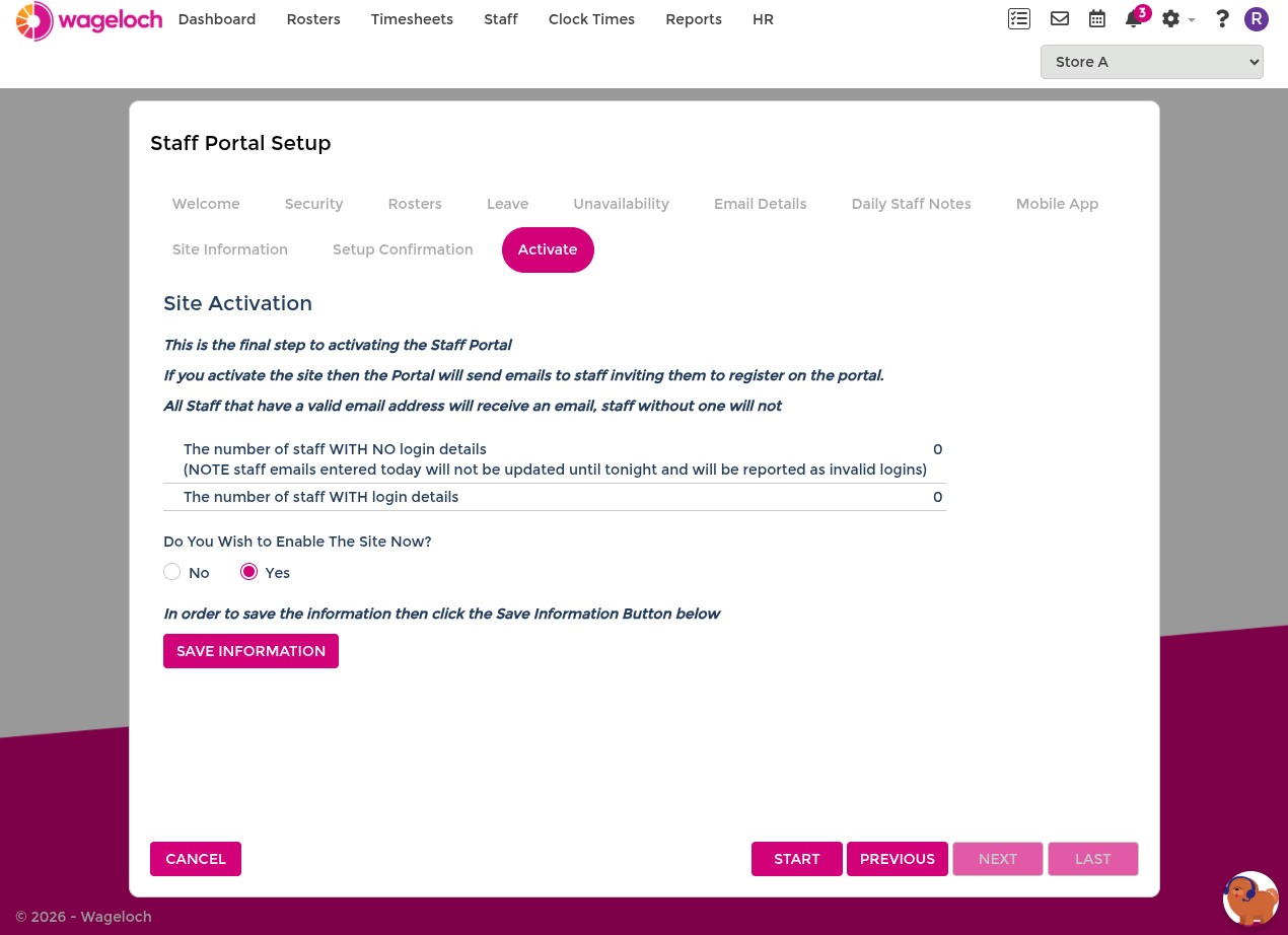 Activate staff portal and mobile app