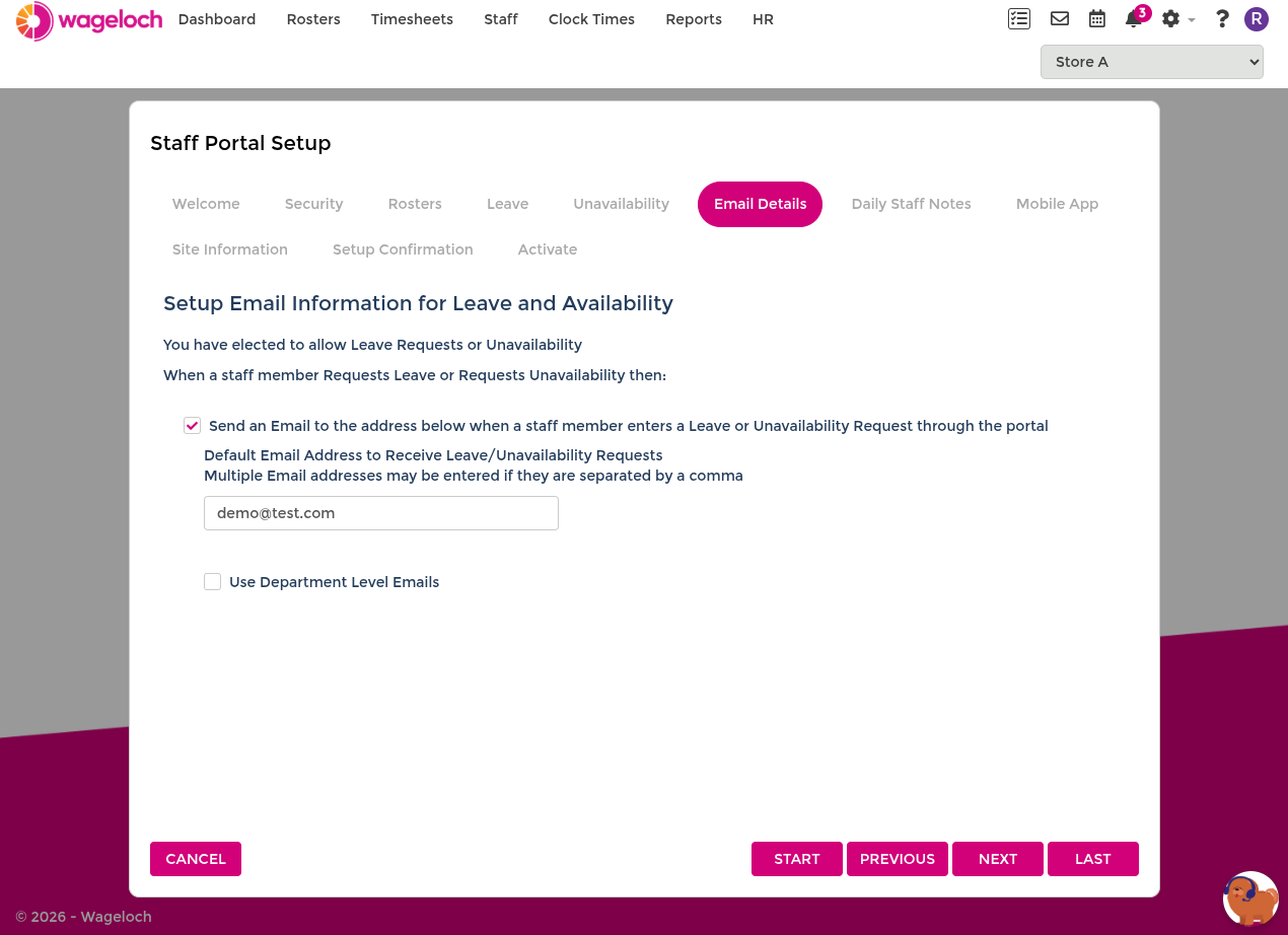 Configure portal email notifications