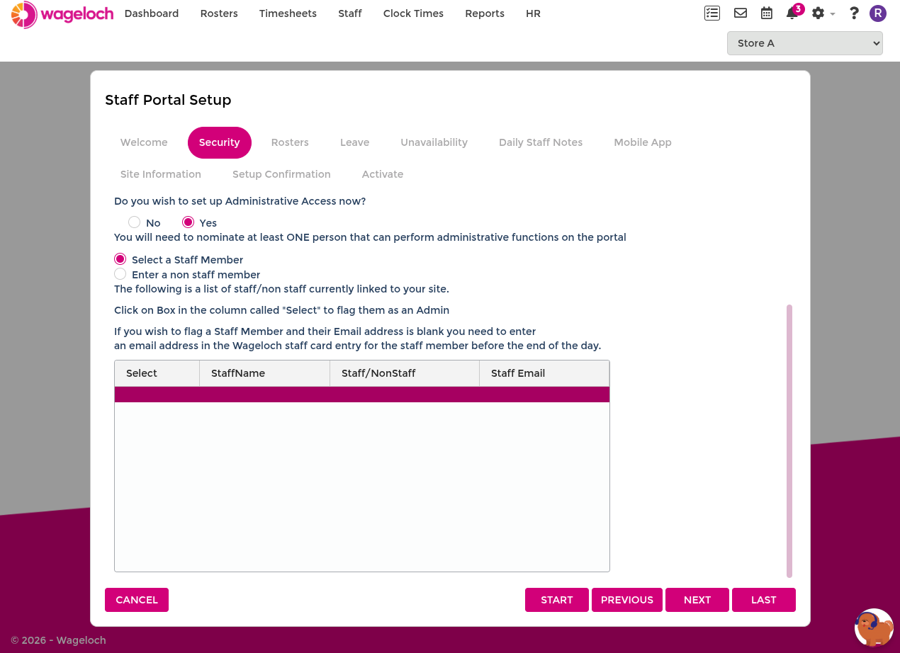 Configure portal security and admin access