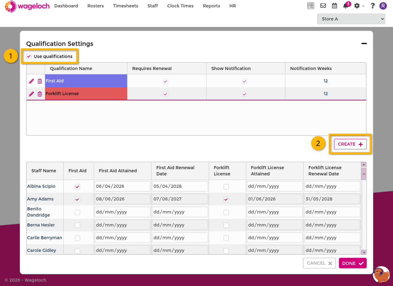 Create qualification and renewal settings