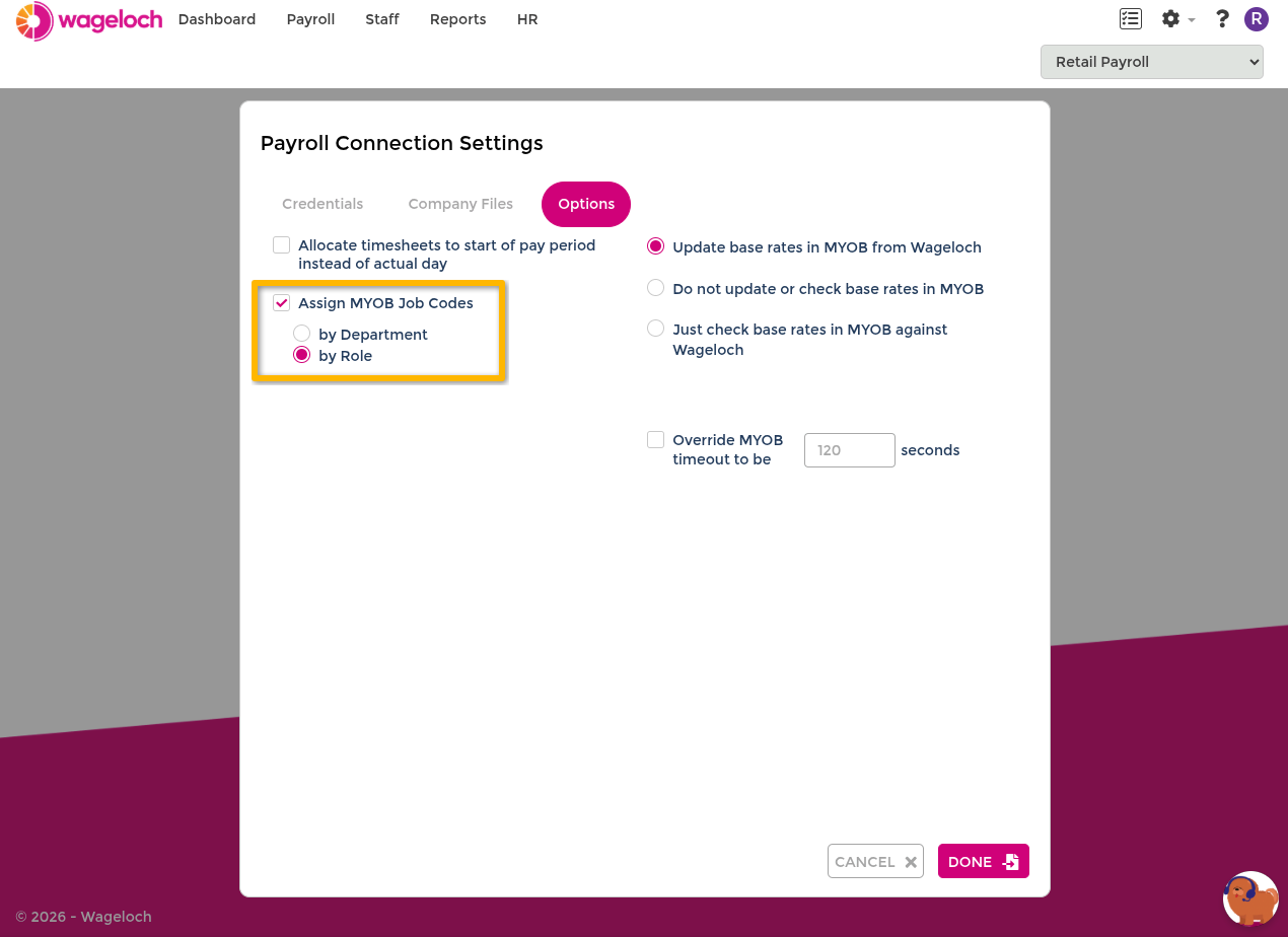 Role job costing mapping