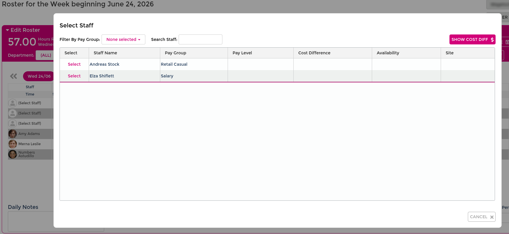 Assign staff to unassigned template shifts