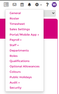Settings menu overview