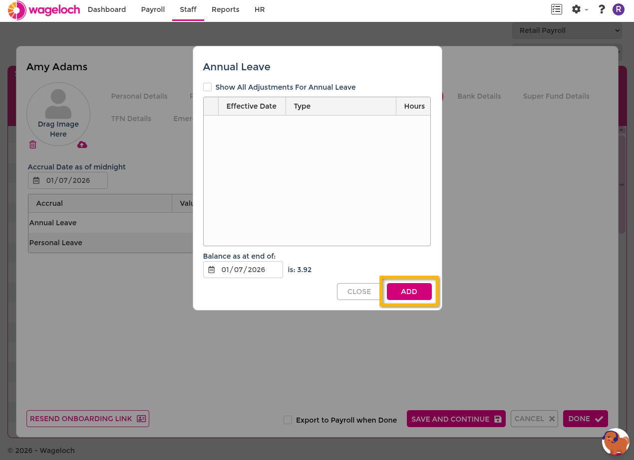 Accrual adjustment entry