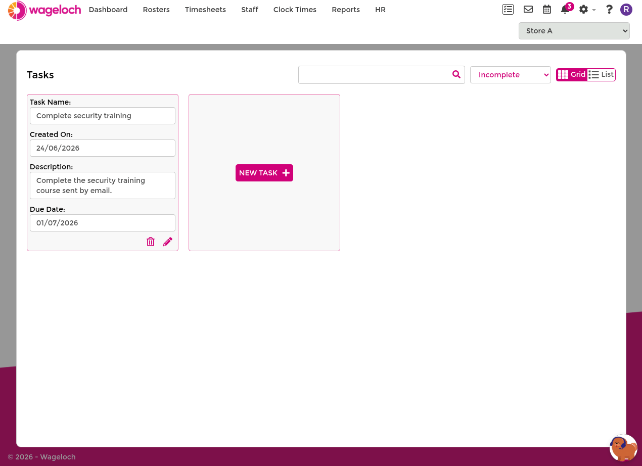 Tasks list filters and search