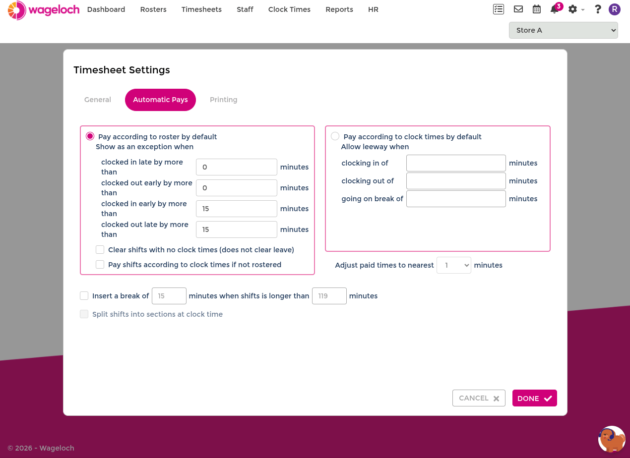 Automatic pay method settings