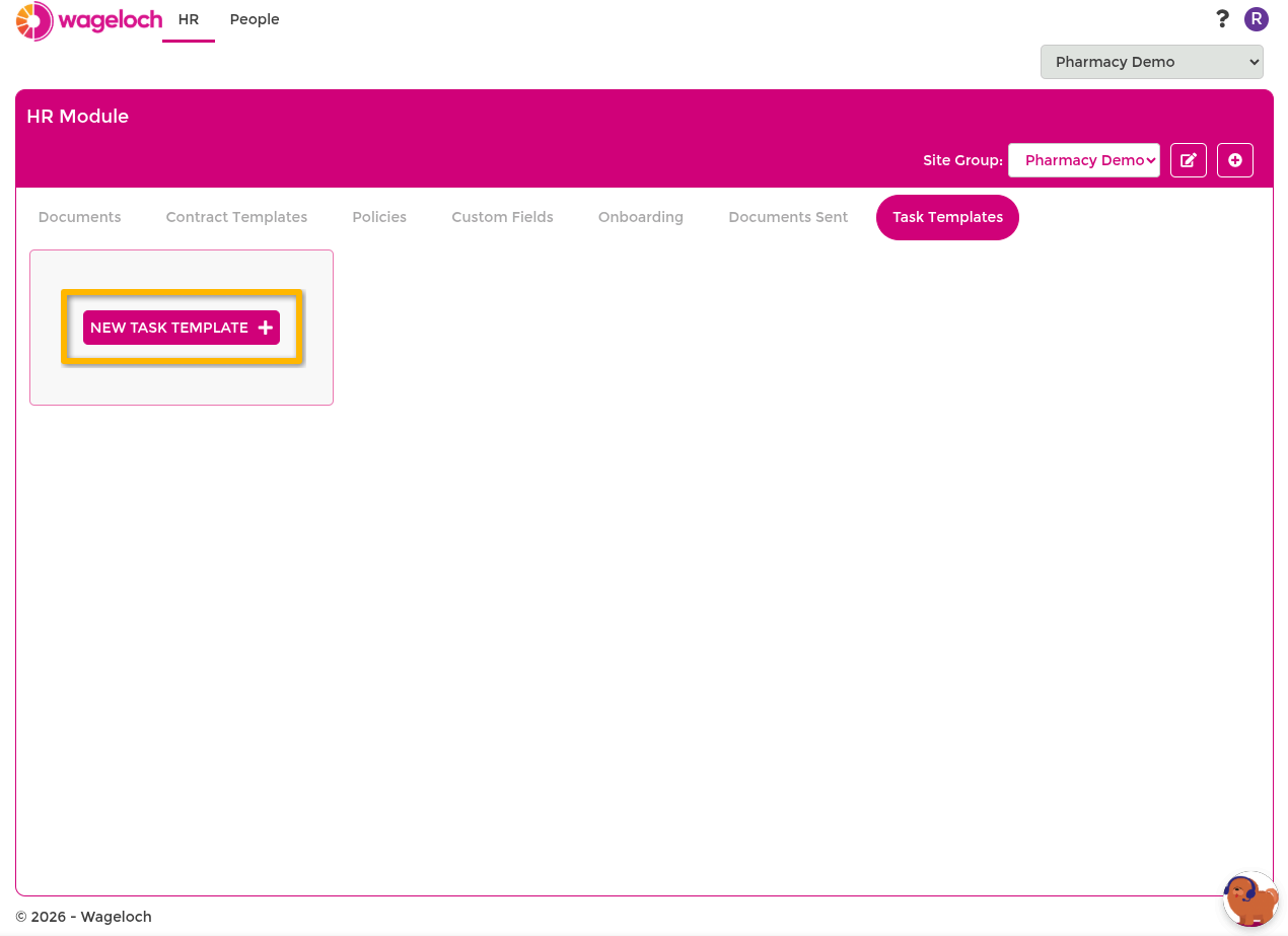 Task template fields