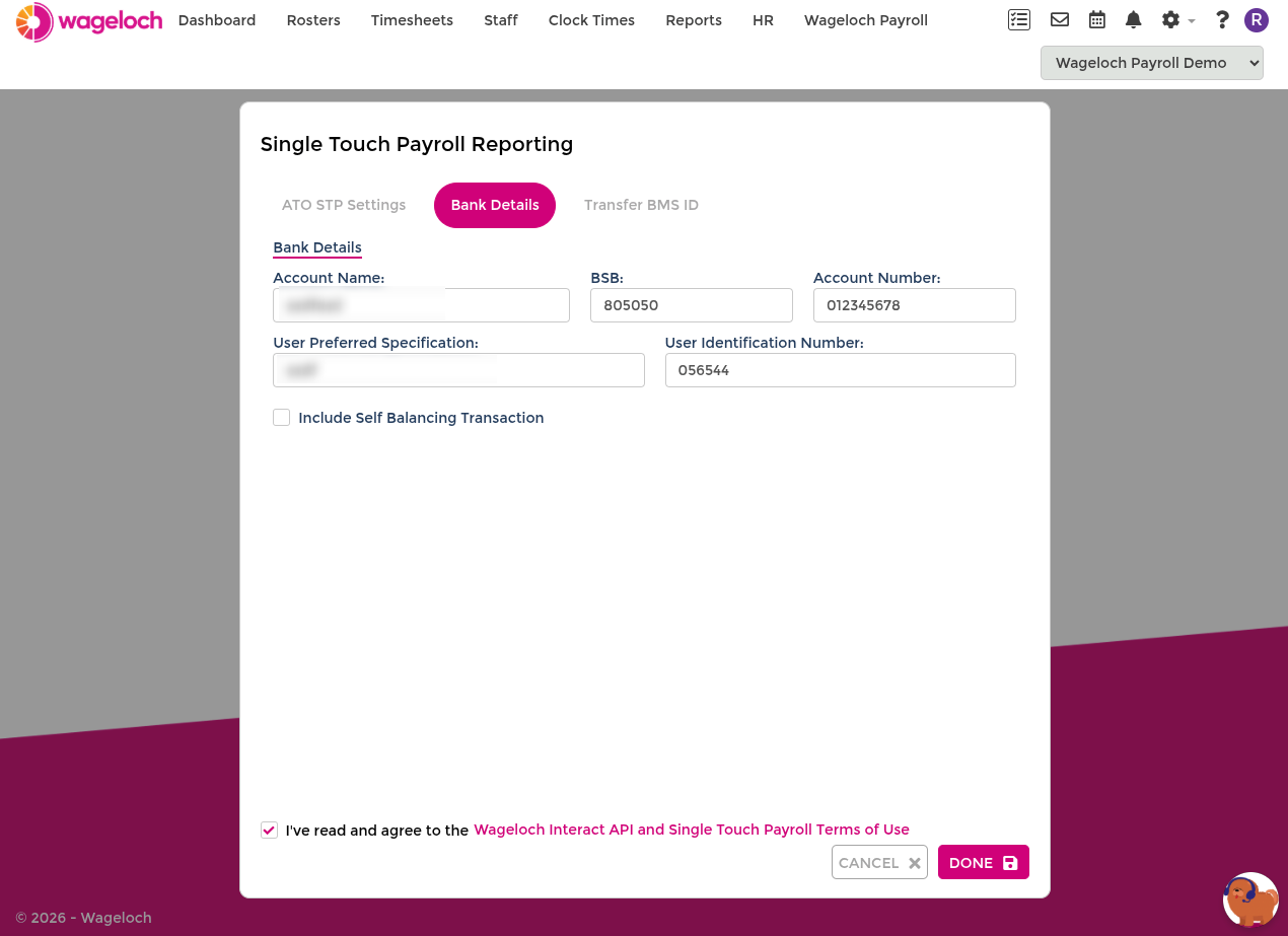 Enter payroll bank details