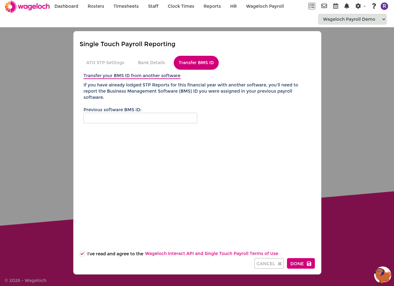 Transfer previous software BMS ID