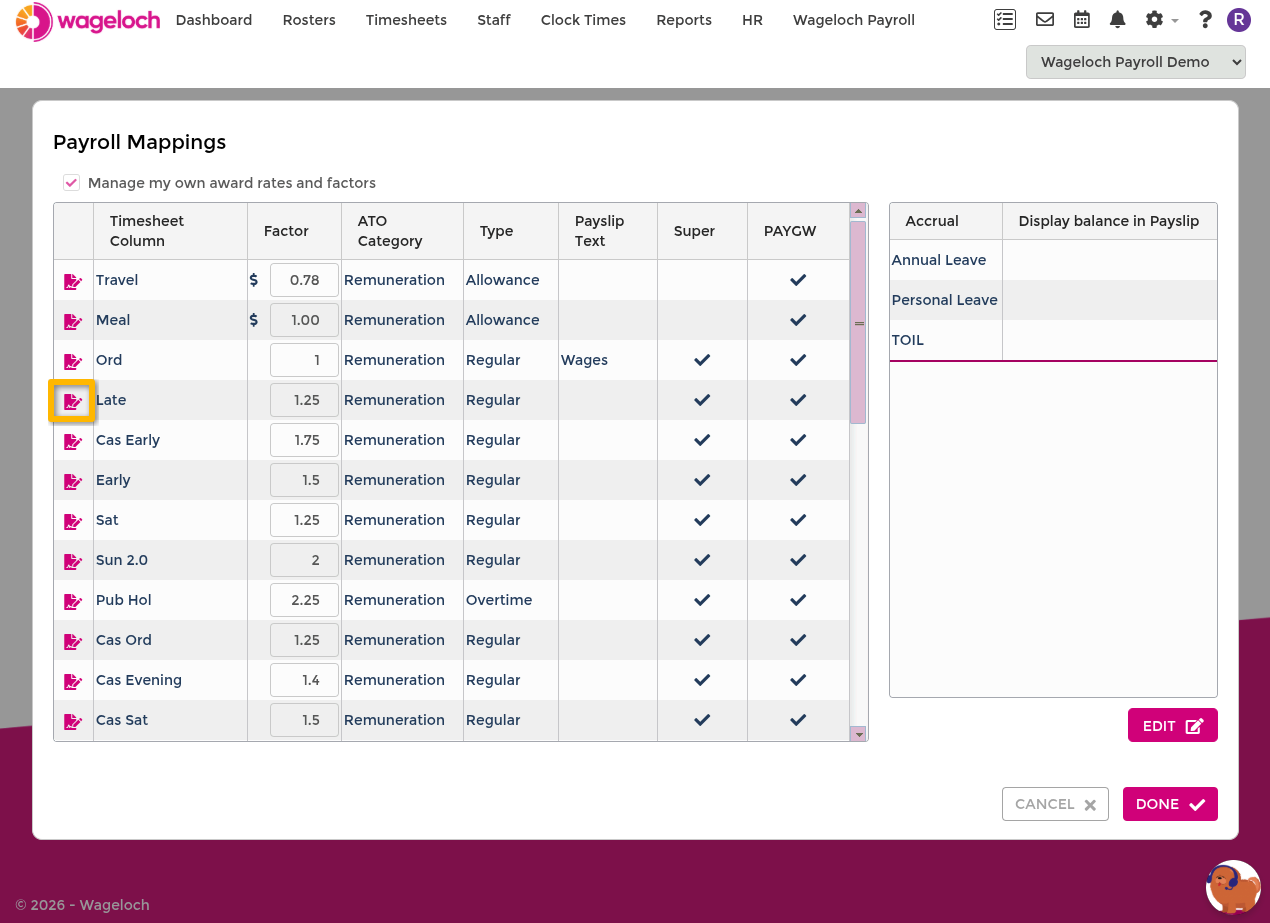Open payroll mappings