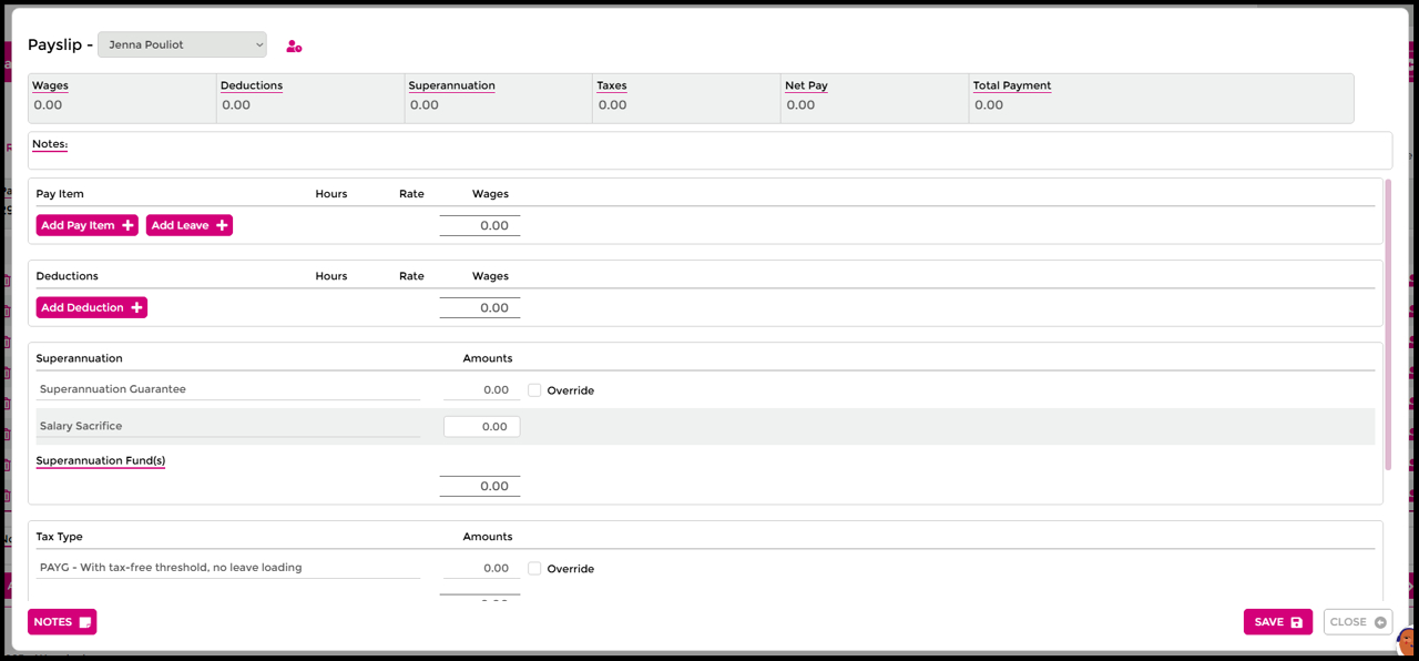 Newly added employee payslip