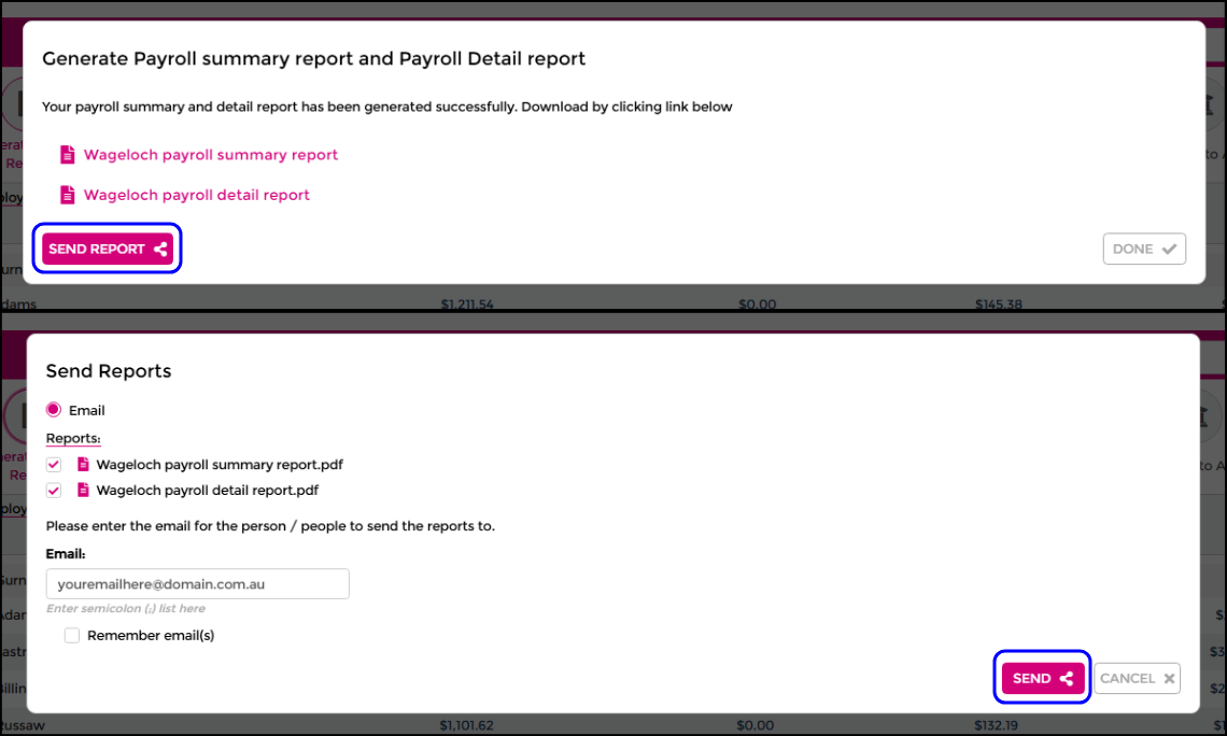 Generate and send payroll reports