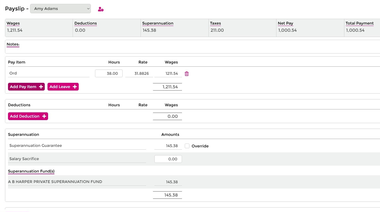Payslip view